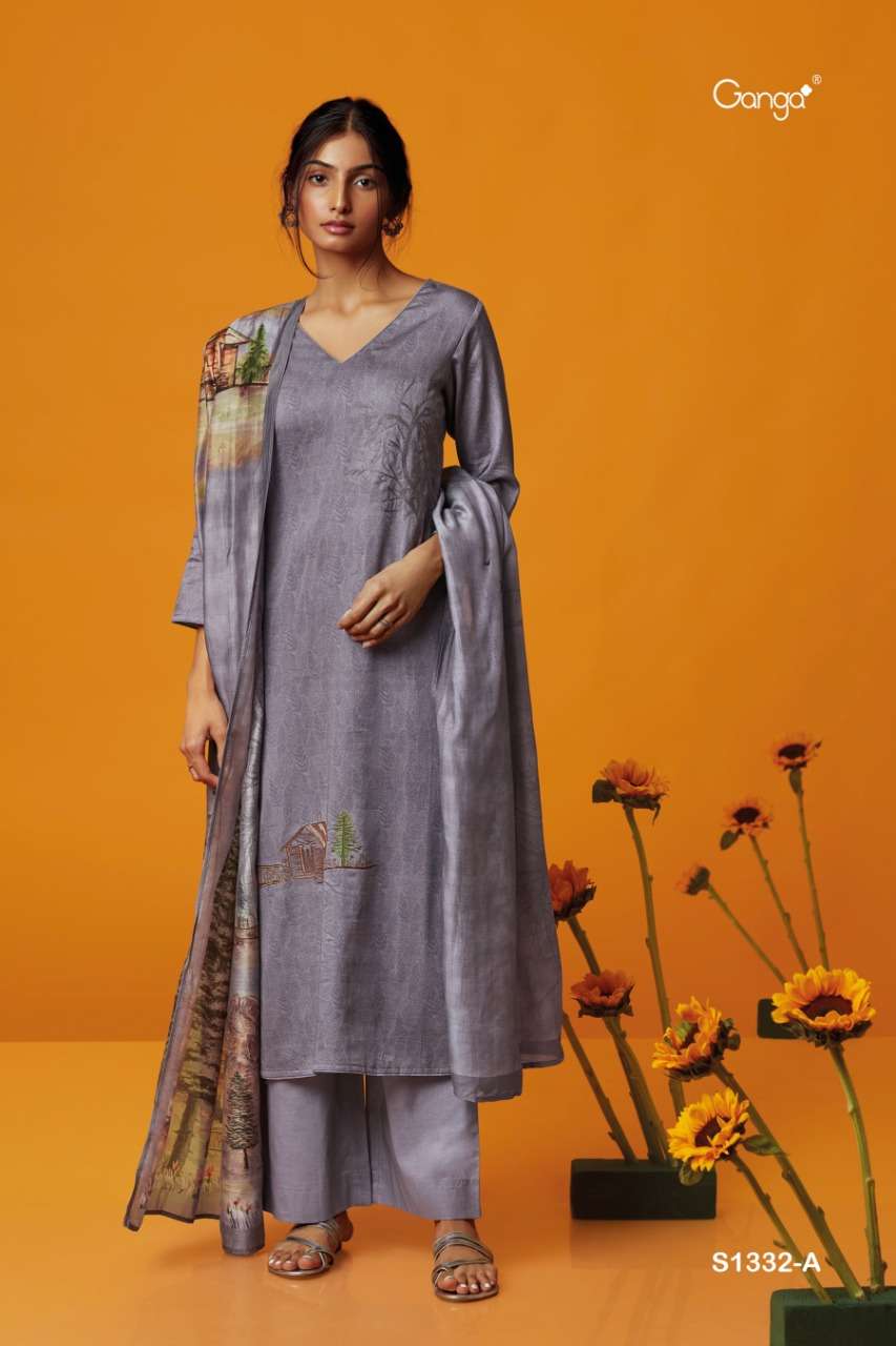 ISHANA BY GANGA FASHIONS 1332-A TO 1332-D SERIES PREMIUM COTTON PRINTED DRESSES