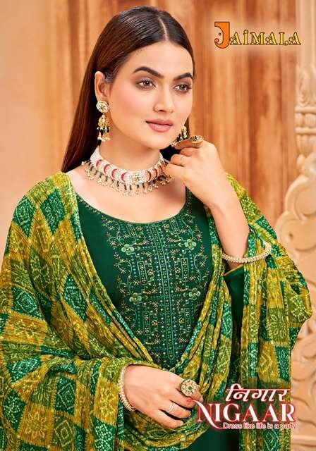 JAIMALA NIGAAR VOL-11 BY ALOK SUIT 1212-001 TO 1212-008 SERIES RAYON EMBROIDERY DRESSES