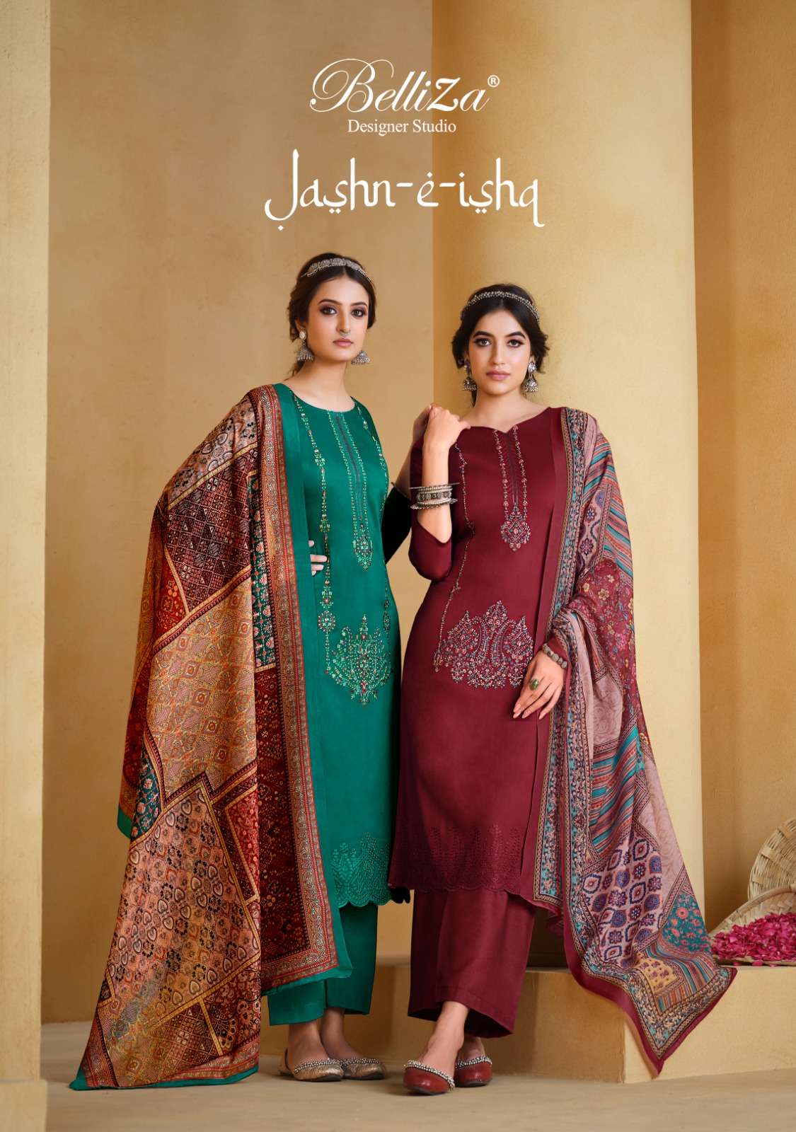 JASHN-E-ISHQ BY BELLIZA 790-001 TO 790-008 SERIES COTTON EMBROIDERY DRESSES