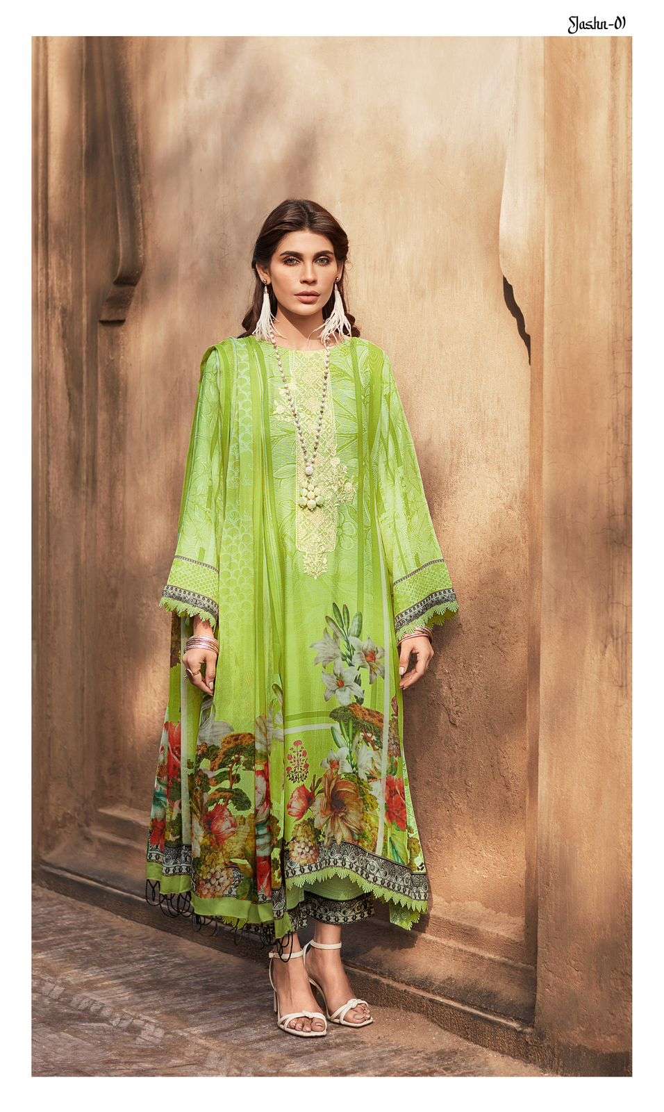 JASHN E ISHQ BY VARSHA PAKISTANI MUSLIN PRINT WITH HANDWORK DRESSES