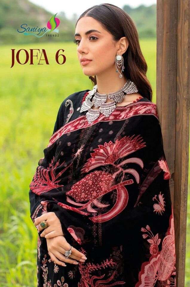 JOFA VOL-6 BY SANIYA TRENDZ 601 TO 605 SERIES CAMBRIC EMBROIDERY DRESSES