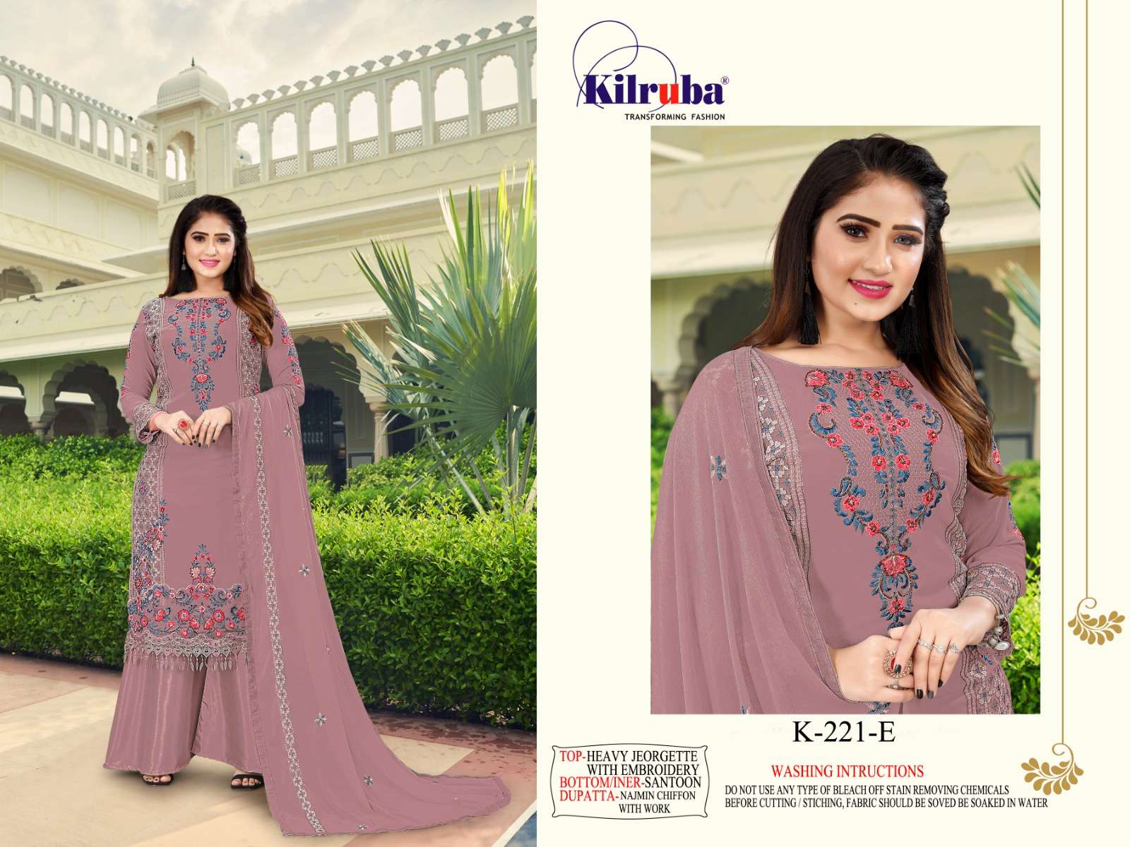 K-221 COLOURS BY KILRUBA GEORGETTE EMBROIDERY PAKISTANI DRESSES