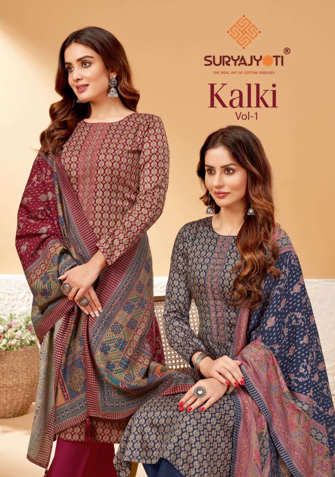 KALKI VOL-1 BY SURYAJYOTI 1001 TO 1010 SERIES JAAM SATIN WORK DRESSES