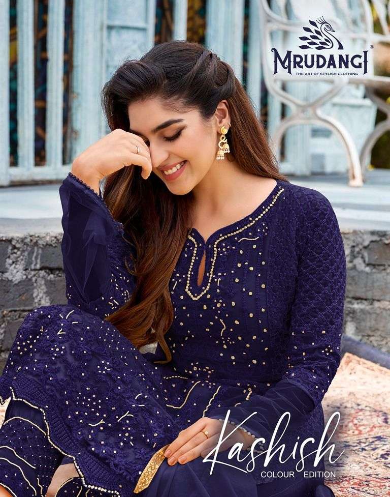 KASHISH COLOUR EDITION-2 BY MRUDANGI 2015-E TO 2015-H SERIES FAUX GEORGETTE DRESSES