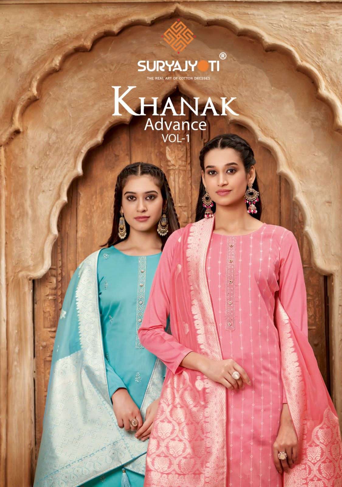 KHANAK VOL-1 BY SURYAJYOTI 1001 TO 1008 SERIES JAAM SATIN WORK DRESSES