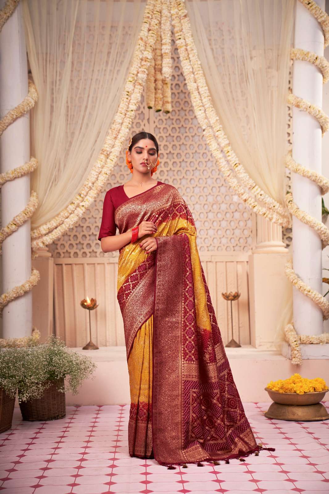 LAHERIYA 568 SERIES BY ASLIWHOLESALE  DESIGNER BANDHANI SILK SAREES