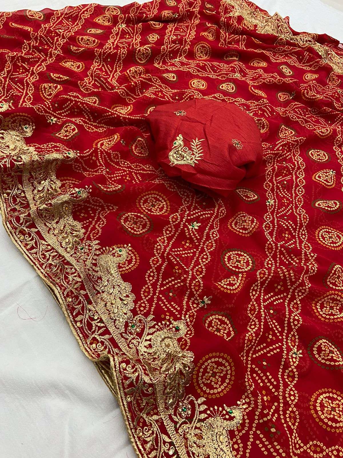 LAJWAB RED BY ASLIWHOLESALE FANCY GEORGETTE DESIGNER SAREE