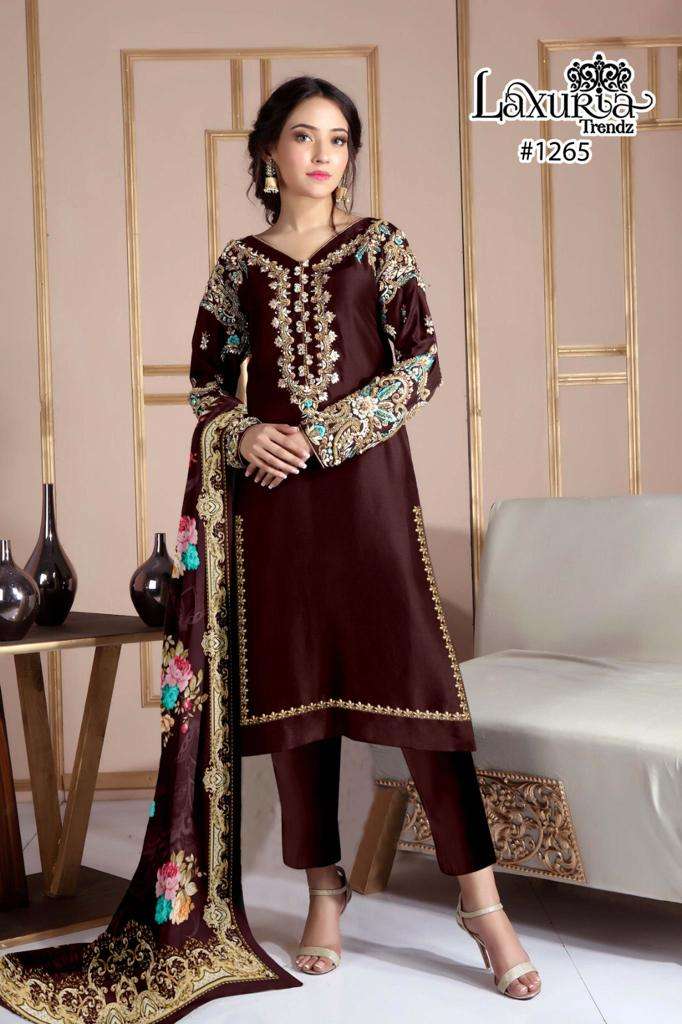 LAXURIA 1265 COLOURS BY LAXURIA TRENDZ FAUX GEORGETTE EMBROIDERY STITCHED DRESSES