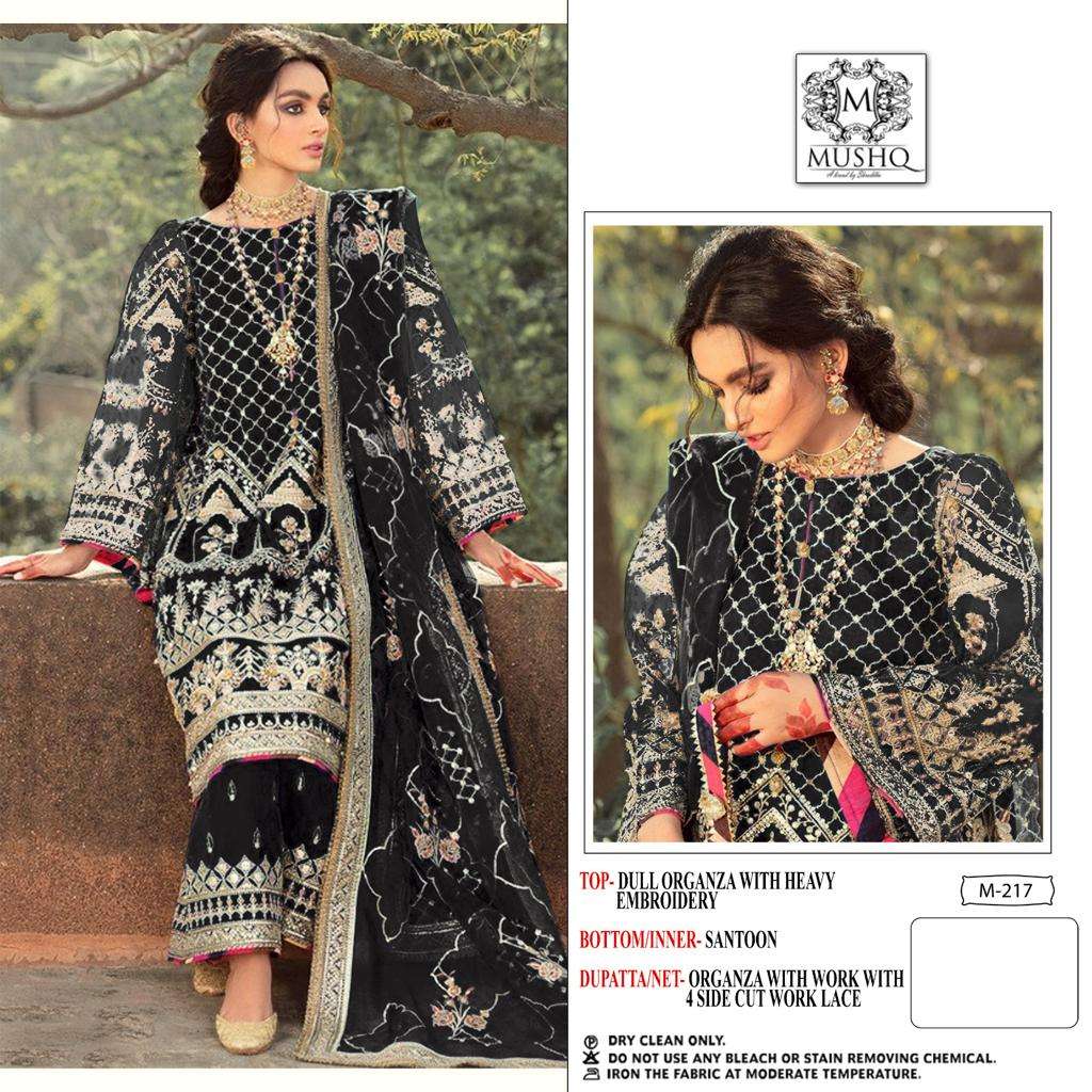 M-217 NX BY MUSHQ 217-A TO 217-D SERIES PURE ORGANZA WORK PAKISTANI DRESSES