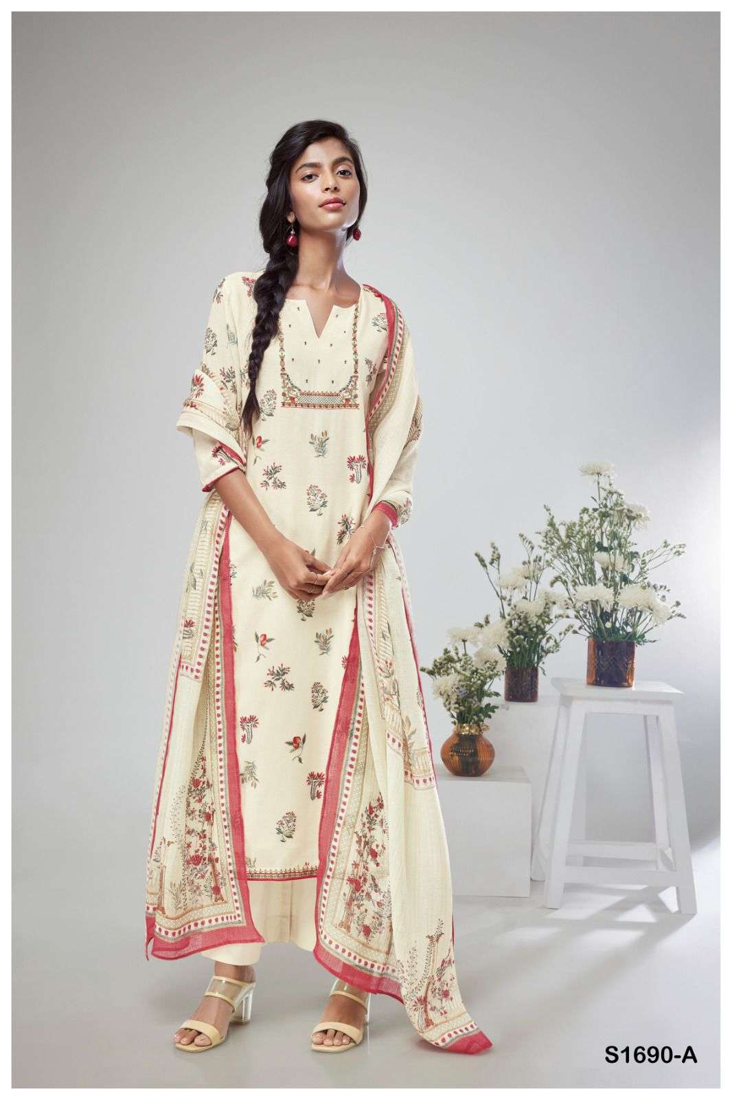 MADHURI BY GANGA FASHIONS 1690-A TO 1690-C SERIES COTTON PRINTED DRESSES