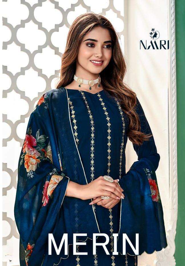 MERIN BY NAARI 6701 TO 6704 SERIES DESIGNER SILK EMBROIDERY DRESSES