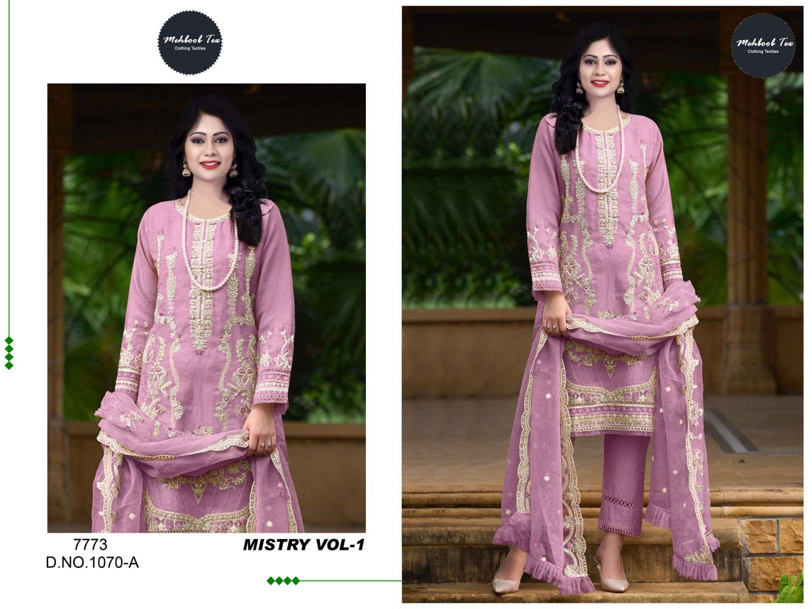 MISTRY VOL-1 BY MEHBOOB TEX 1070-A TO 1070-D SERIES ORGANZA PAKISTANI DRESSES