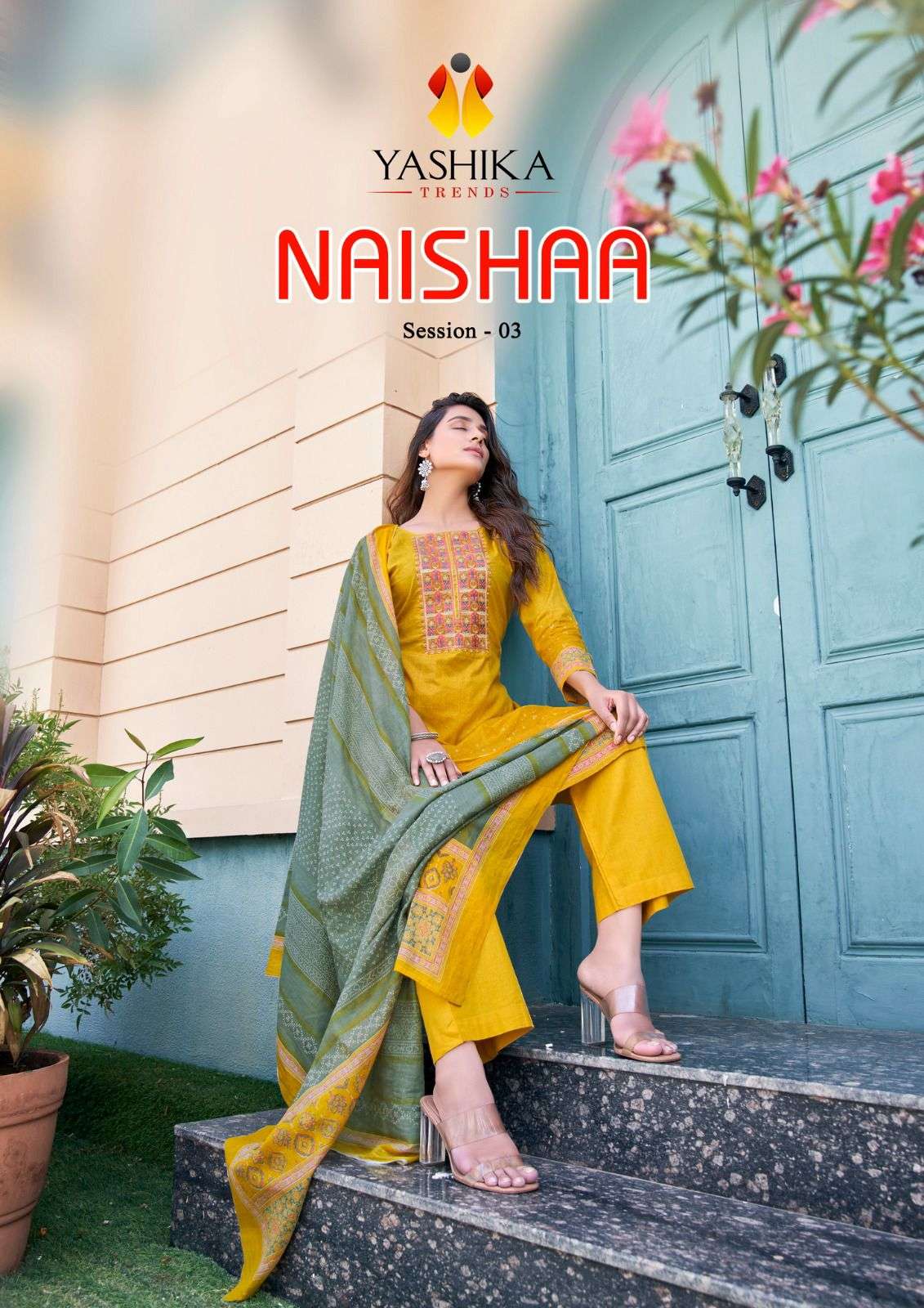 NAISHAA VOL-3 BY YASHIKA TRENDZ 3001 TO 3008 SERIES COTTON EMBROIDERY DRESSES