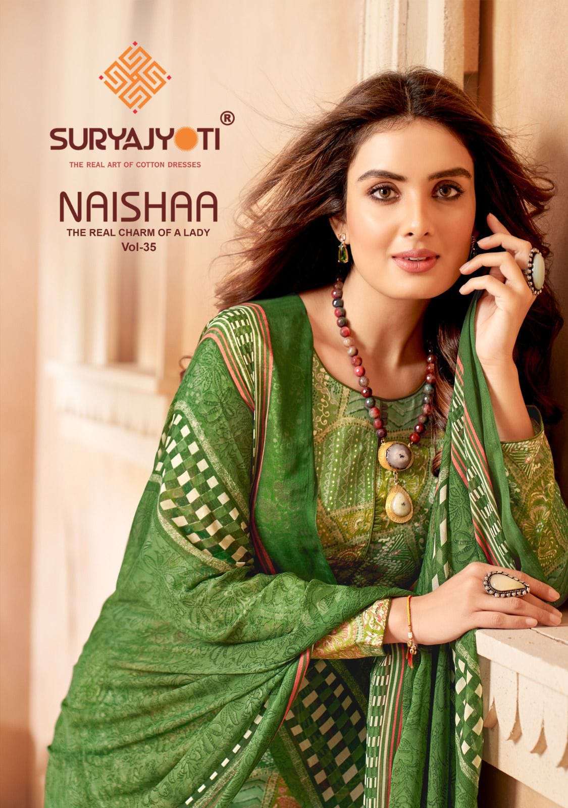 NAISHAA VOL-35 BY SURYAJYOTI 35001 TO 35010 SERIES COTTON WORK DRESSES