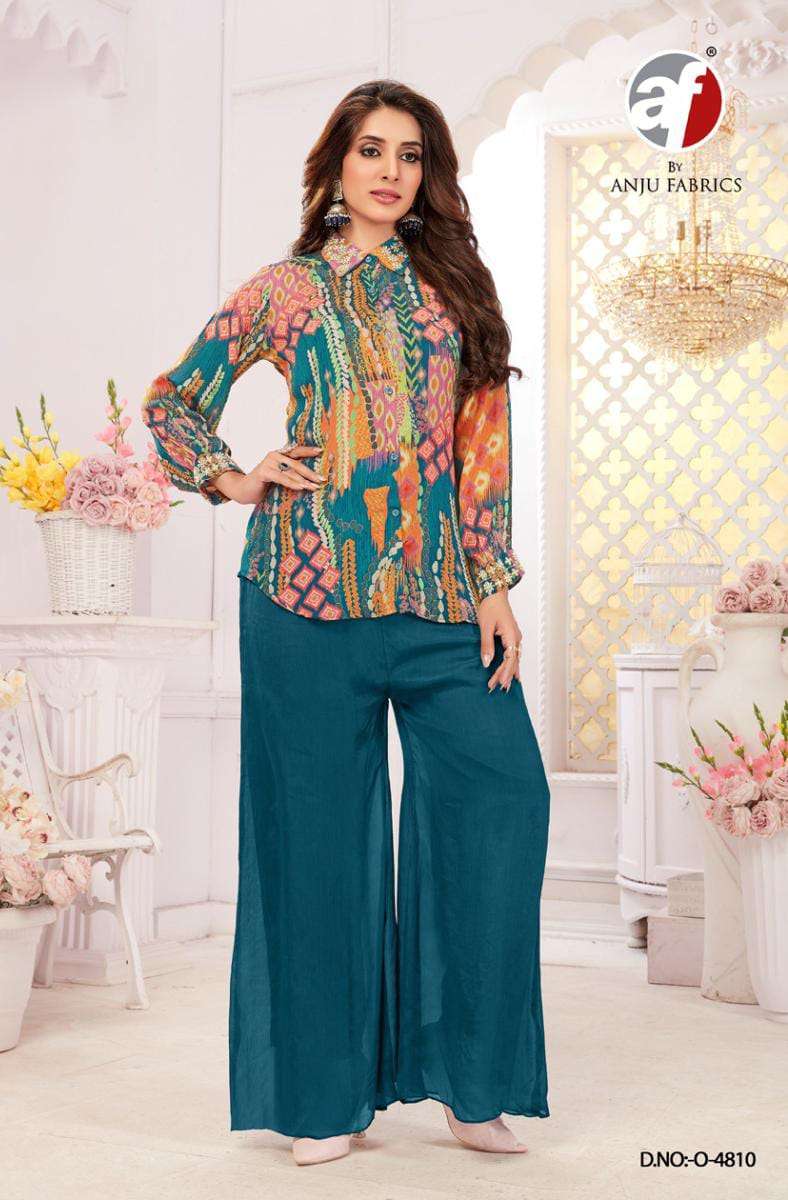 NEW DESIGNS BY ANJU FABRICS 4808 TO 4811 SERIES PREMIUM CHIFFON TOP AND PANTS