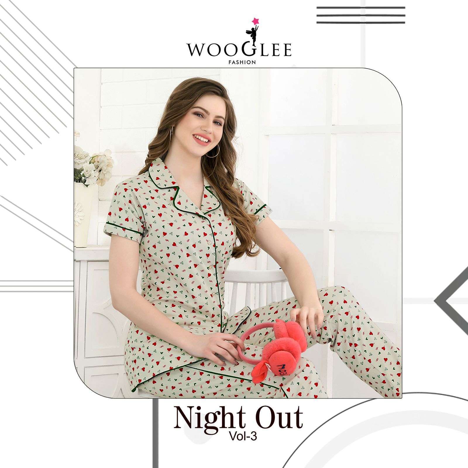 NIGHT OUT VOL-3 BY WOOGLEE 1001 TO 1006 SERIES DESIGNER COTTON NIGHT SUIT