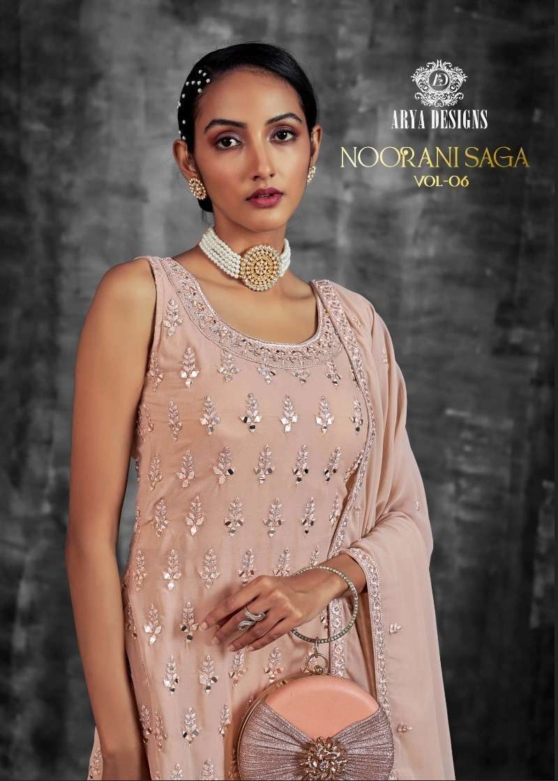 NOORANI SAGA VOL-6 BY ARYA DESIGNS 54001 TO 54010 SERIES GEORGETTE  DRESSES