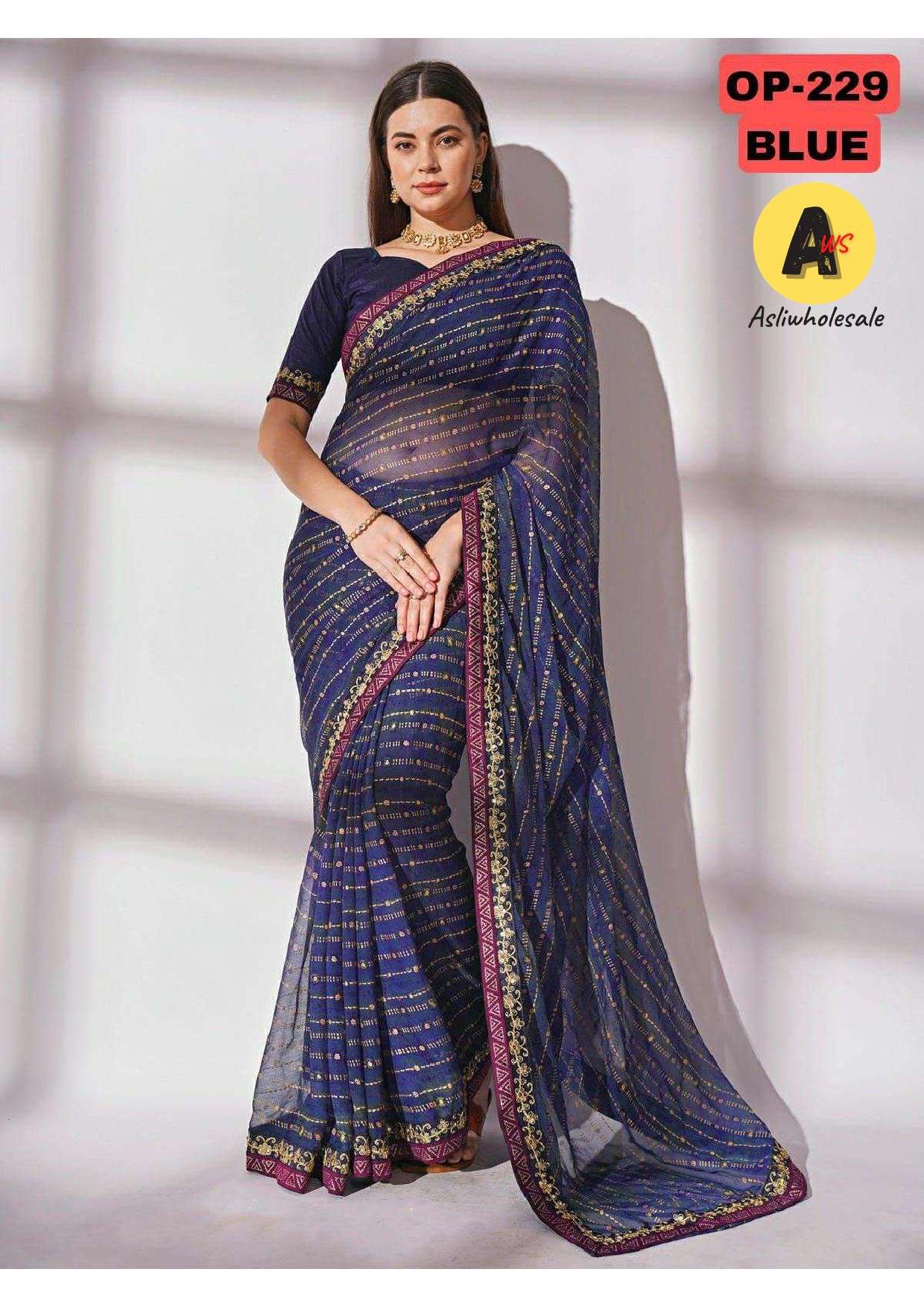 OP DESIGNS PART-5 BY ASLIWHOLESALE GEORGETTE WITH SEQUENCE WORK SAREES