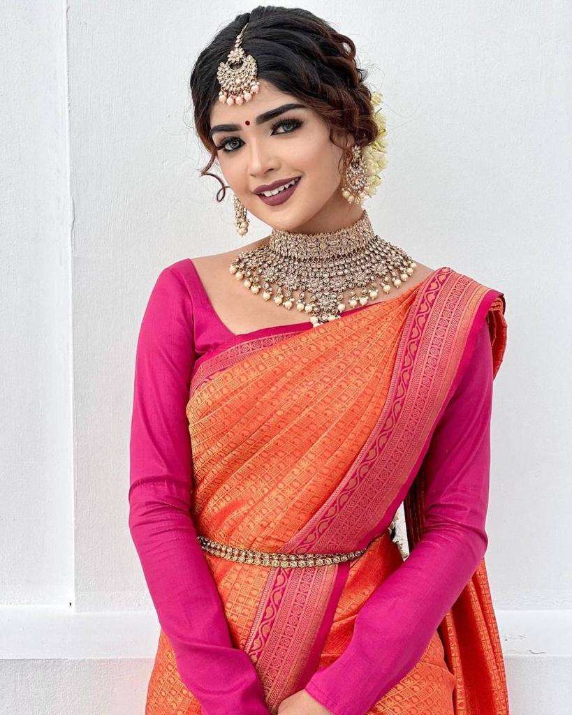 ORANGE TAJ BY ASLIWHOLESALE DESIGNER SOFT ZARI SILK SAREES