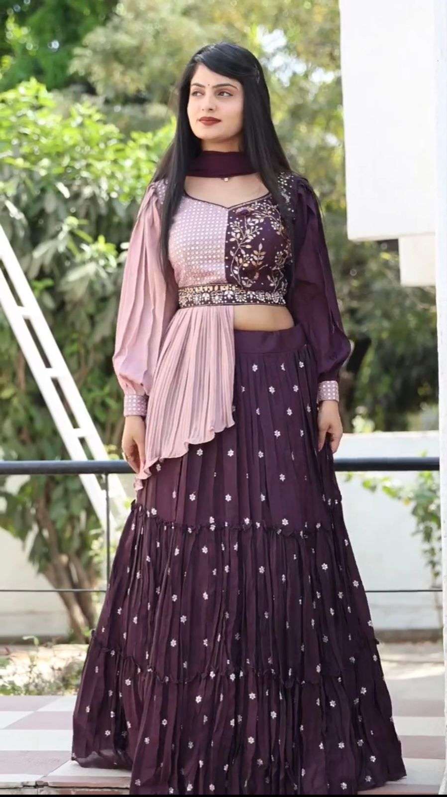 PC-233 COLOURS BY ASLIWHOLESALE DESIGNER HEAVY CHINON LEHENGAS