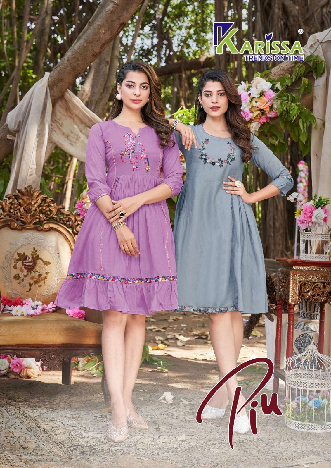 PIU BY KARISSA 1001 TO 1006 SERIES FANCY COTTON PRINT STITCHED DRESSES