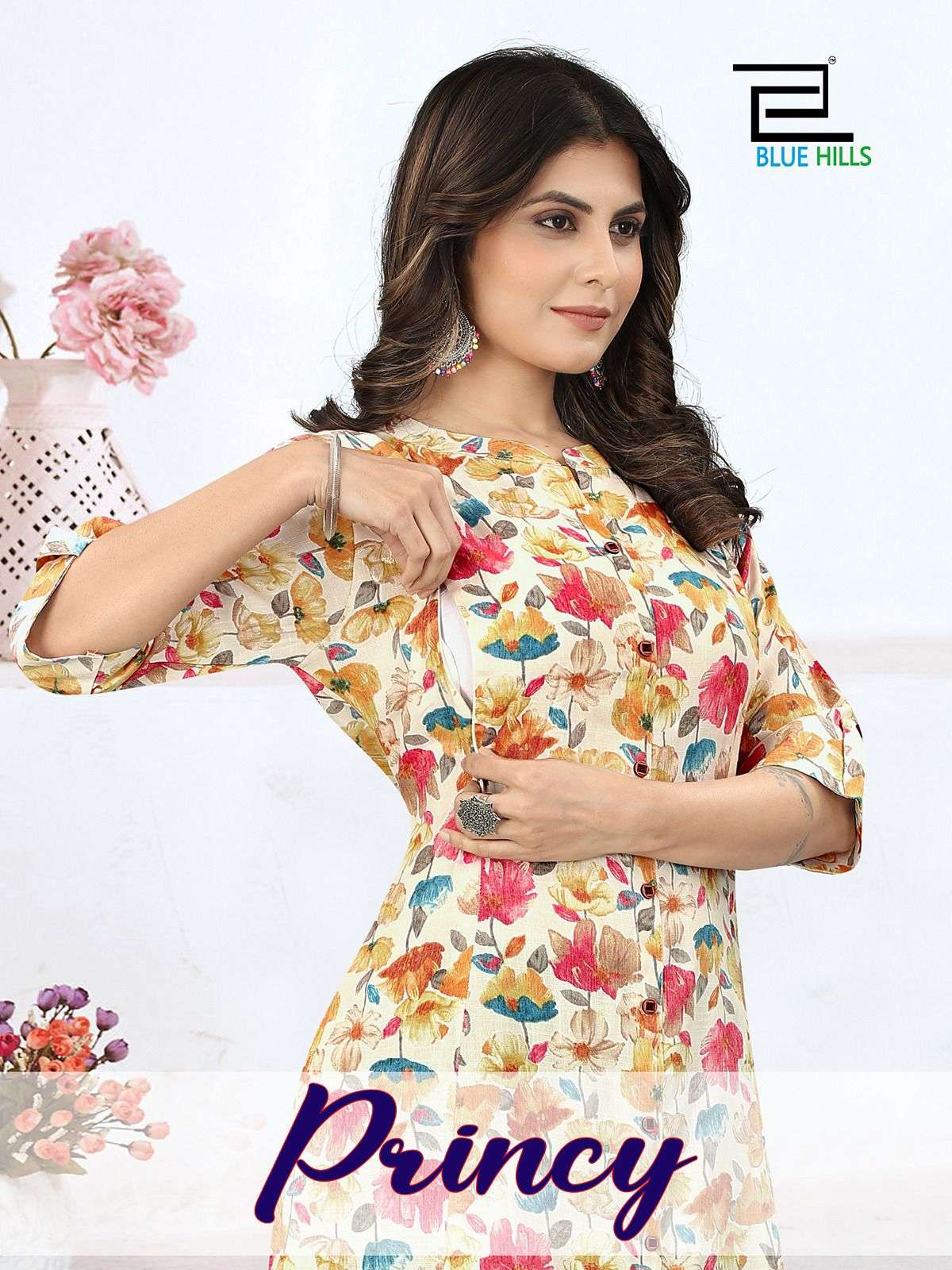 PRINCY BY BLUE HILLS 150-A TO 150-D SERIES  RAYON STITCHED PRINT KURTIS