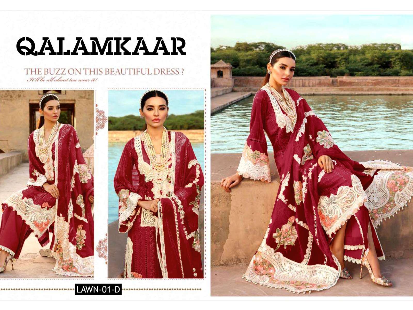 QALAMKAAR 01 NX BY ASLIWHOLESALE COTTON EMBROIDERY PAKISTANI DRESSES