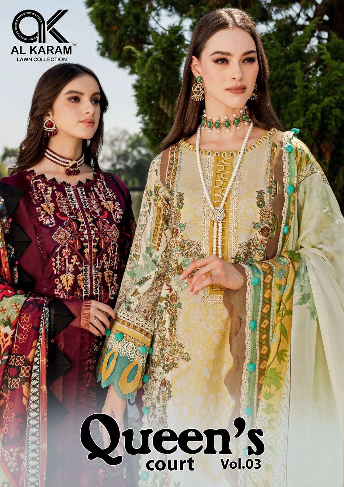 QUEENS COURT VOL-3 BY AL KARAM 01 TO 06 SERIES COTTON PRINT PAKISTANI DRESSES