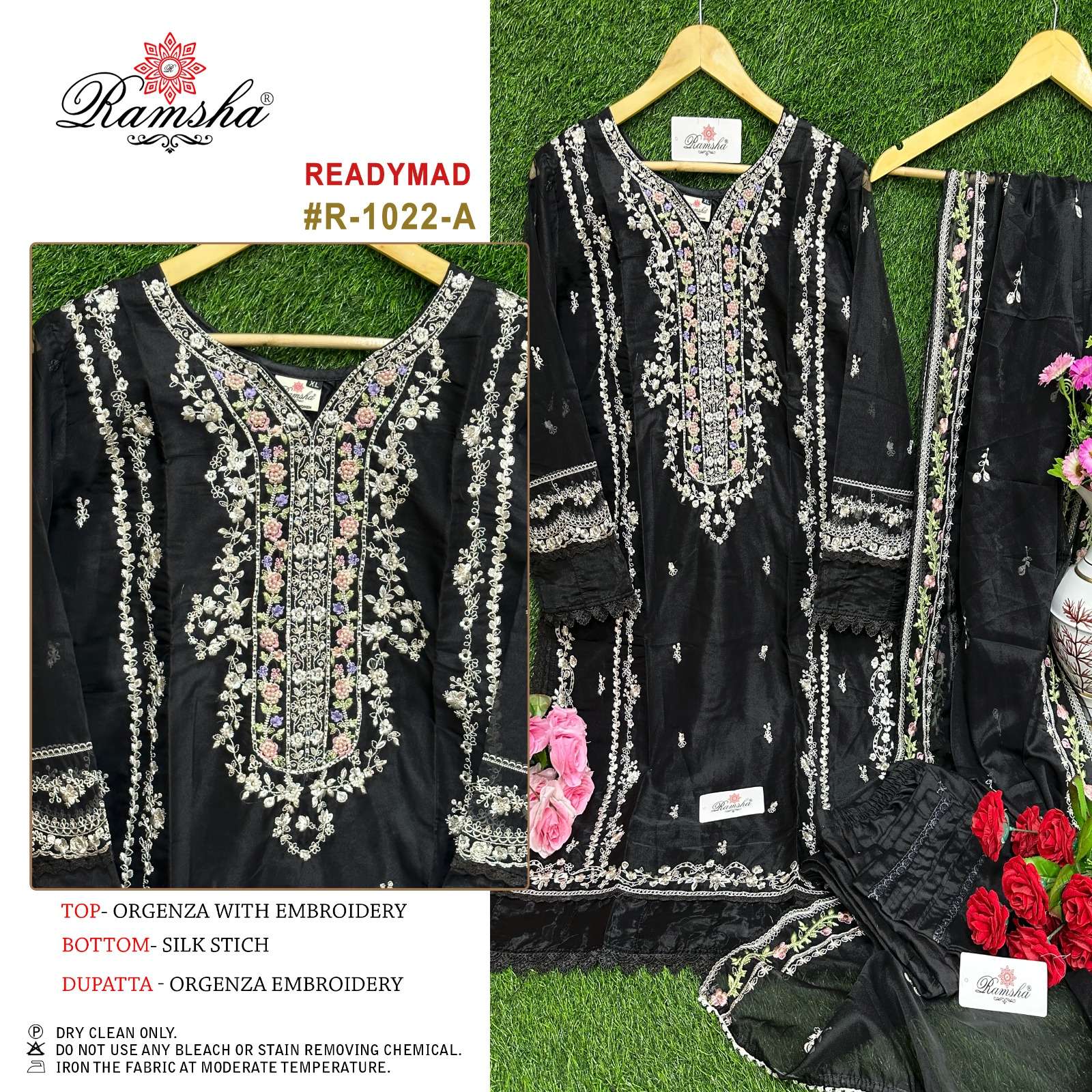R-1022 COLOURS BY RAMSHA ORGANZA EMBROIDERY STITCHED PAKISTANI DRESSES