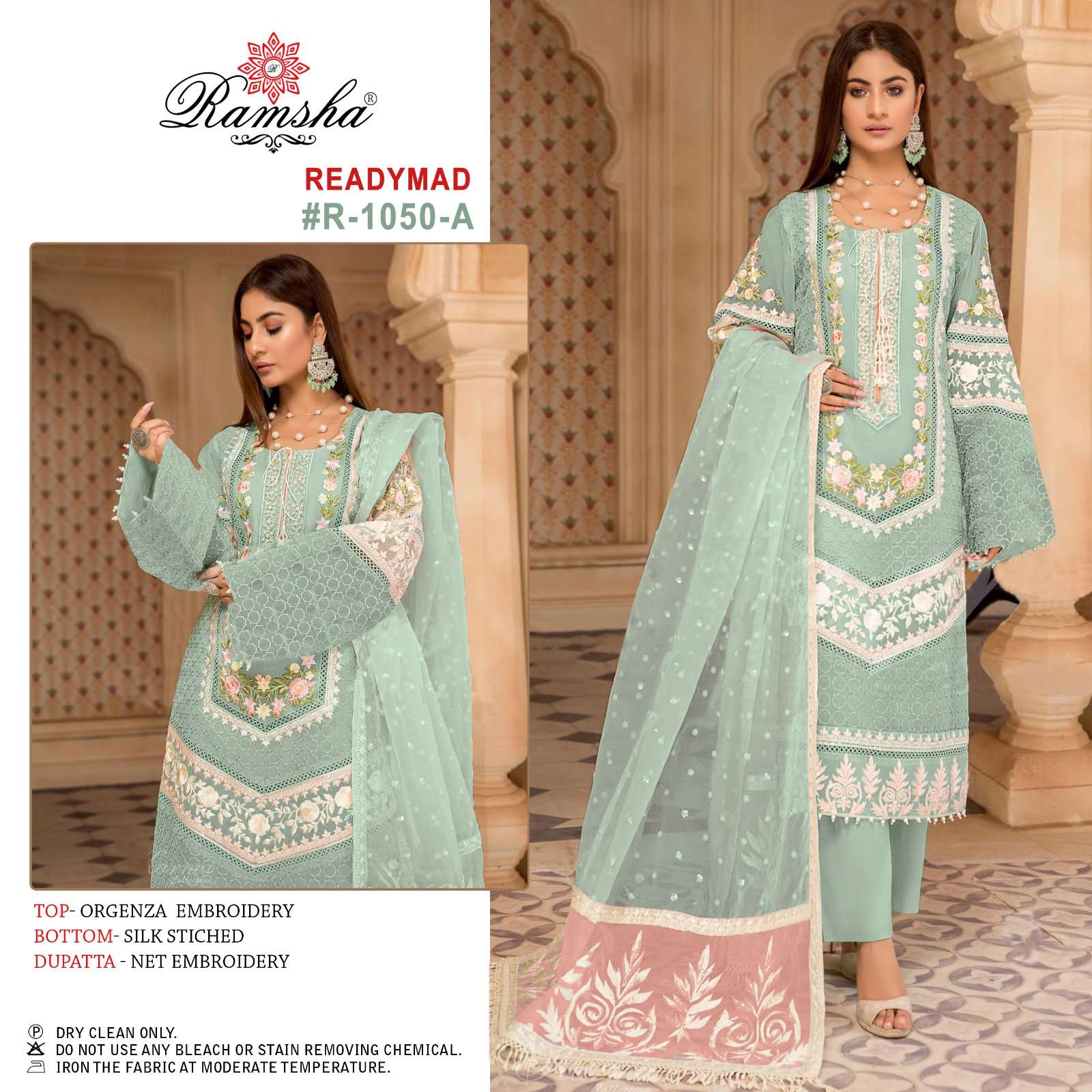 R-1050 COLOURS BY RAMSHA ORGANZA EMBROIDERY STITCHED PAKISTANI DRESSES