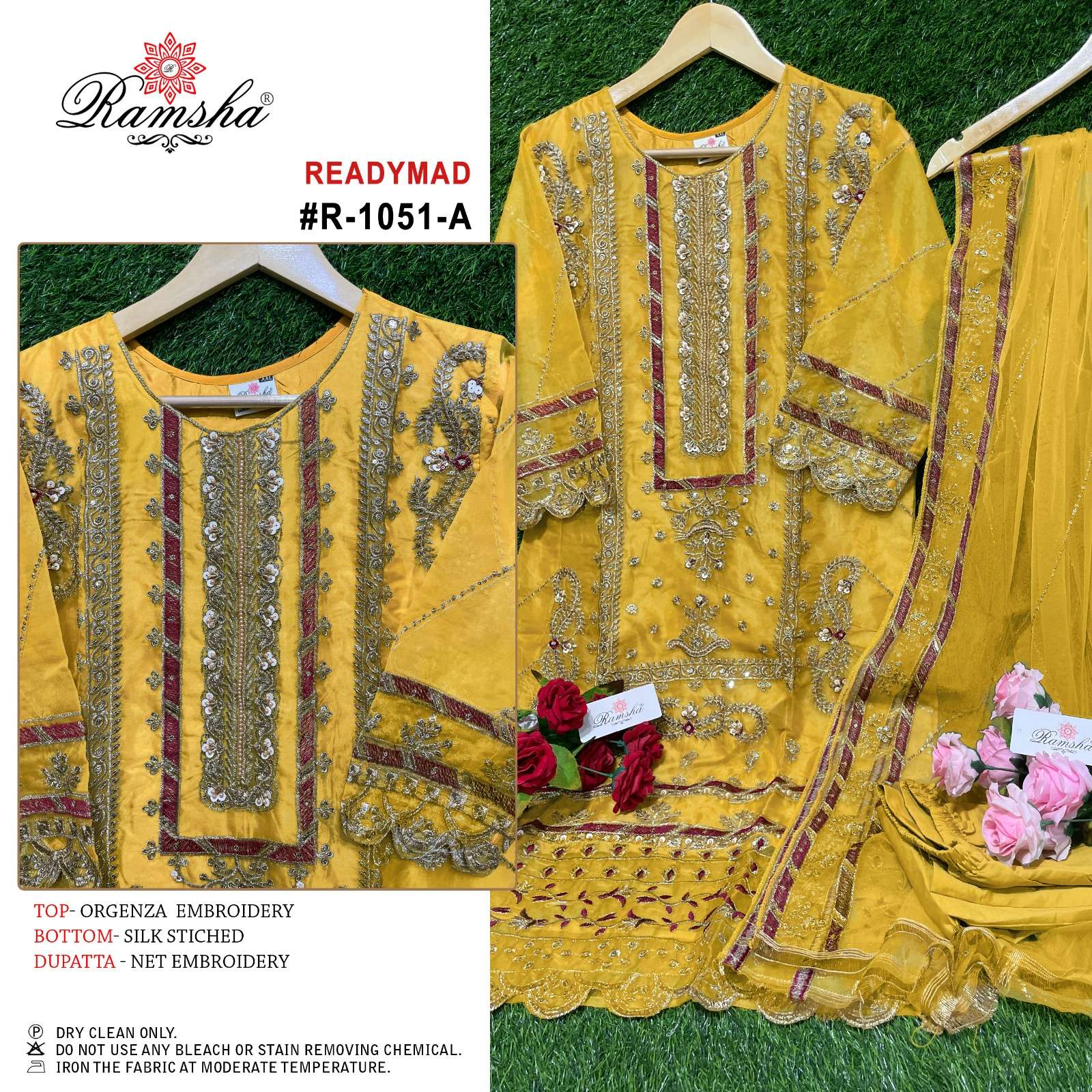 R-1051 COLOURS BY RAMSHA ORGANZA EMBROIDERY STITCHED PAKISTANI DRESSES
