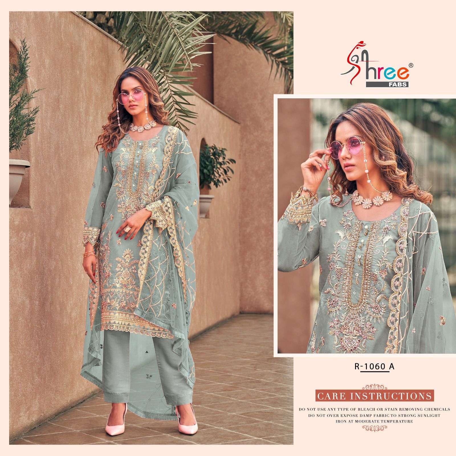 R-1060 COLOURS BY SHREE FABS ORGANZA EMBROIDERY STITCHED PAKISTANI DRESSES