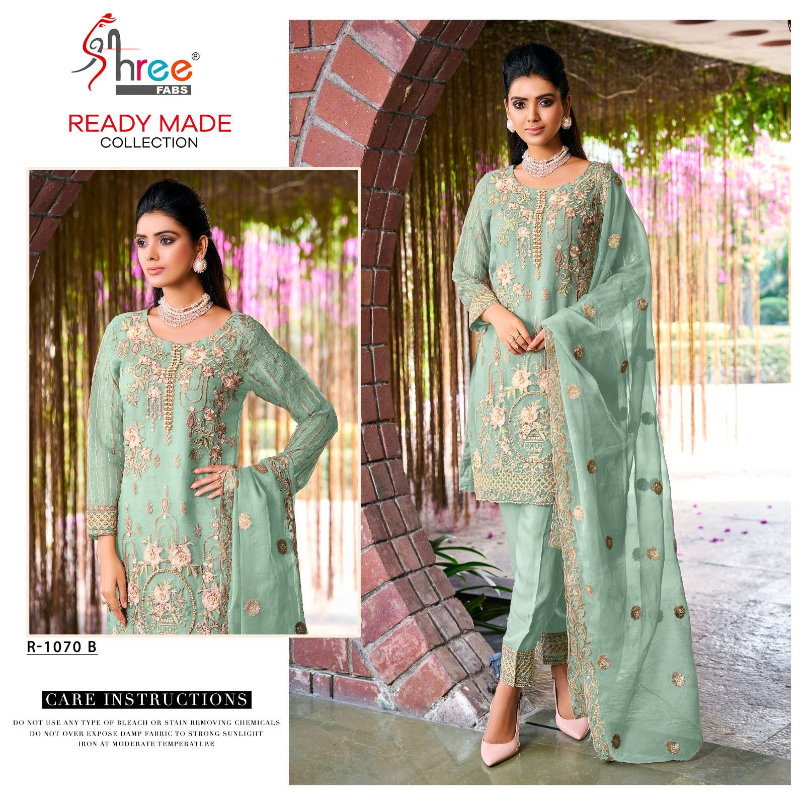 R-1070 COLOURS BY SHREE FABS ORGANZA EMBROIDERY STITCHED PAKISTANI DRESSES