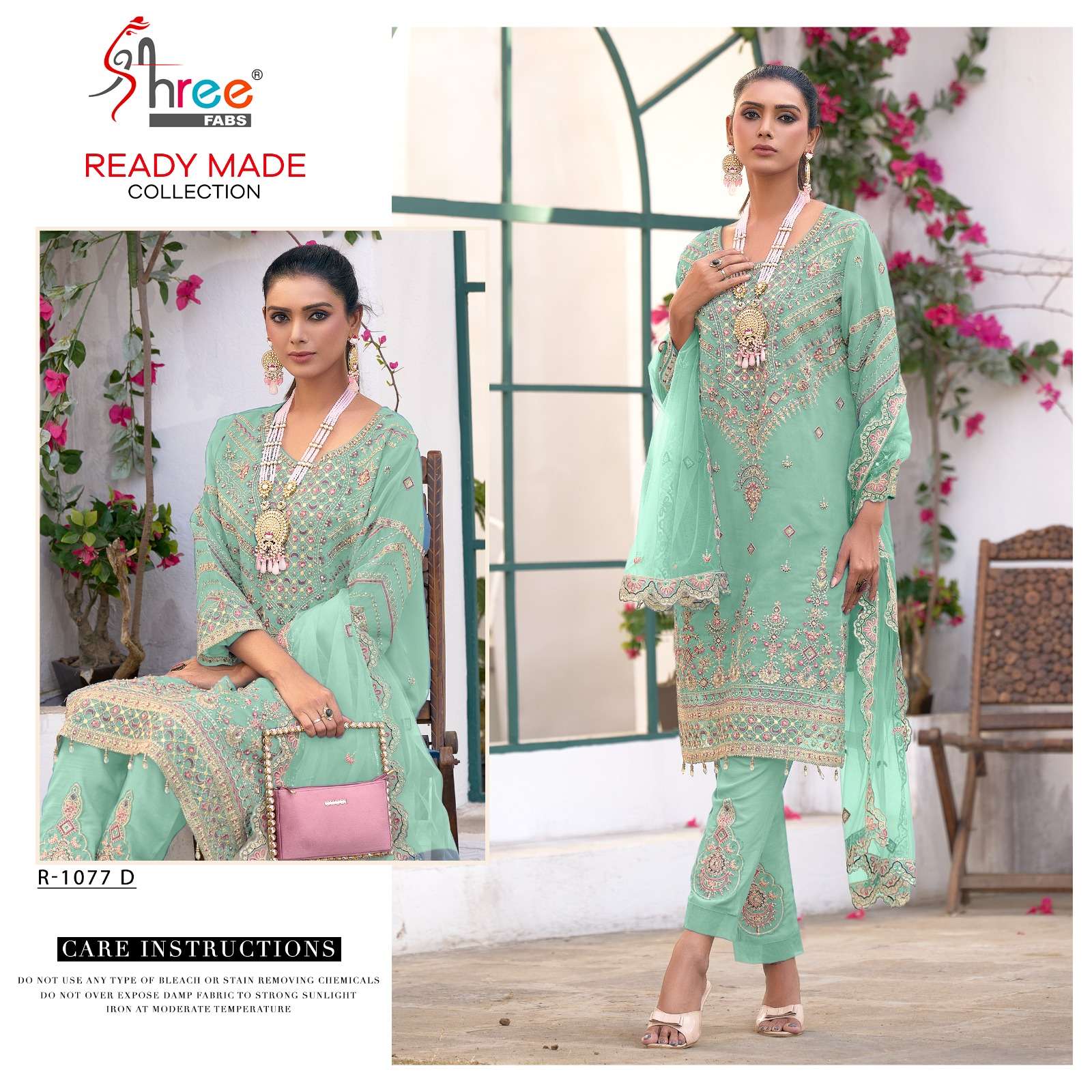 R-1077 COLOURS BY SHREE FABS ORGANZA EMBROIDERY STITCHED PAKISTANI DRESSES