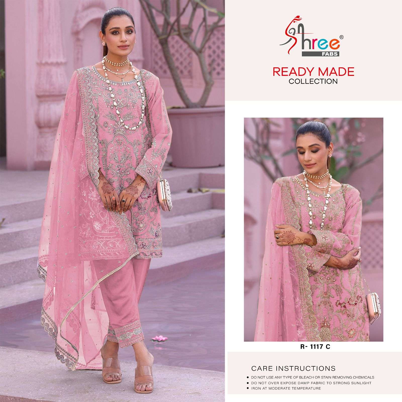 R-1117 COLOURS BY SHREE FABS ORGANZA EMBROIDERY STITCHED PAKISTANI DRESSES