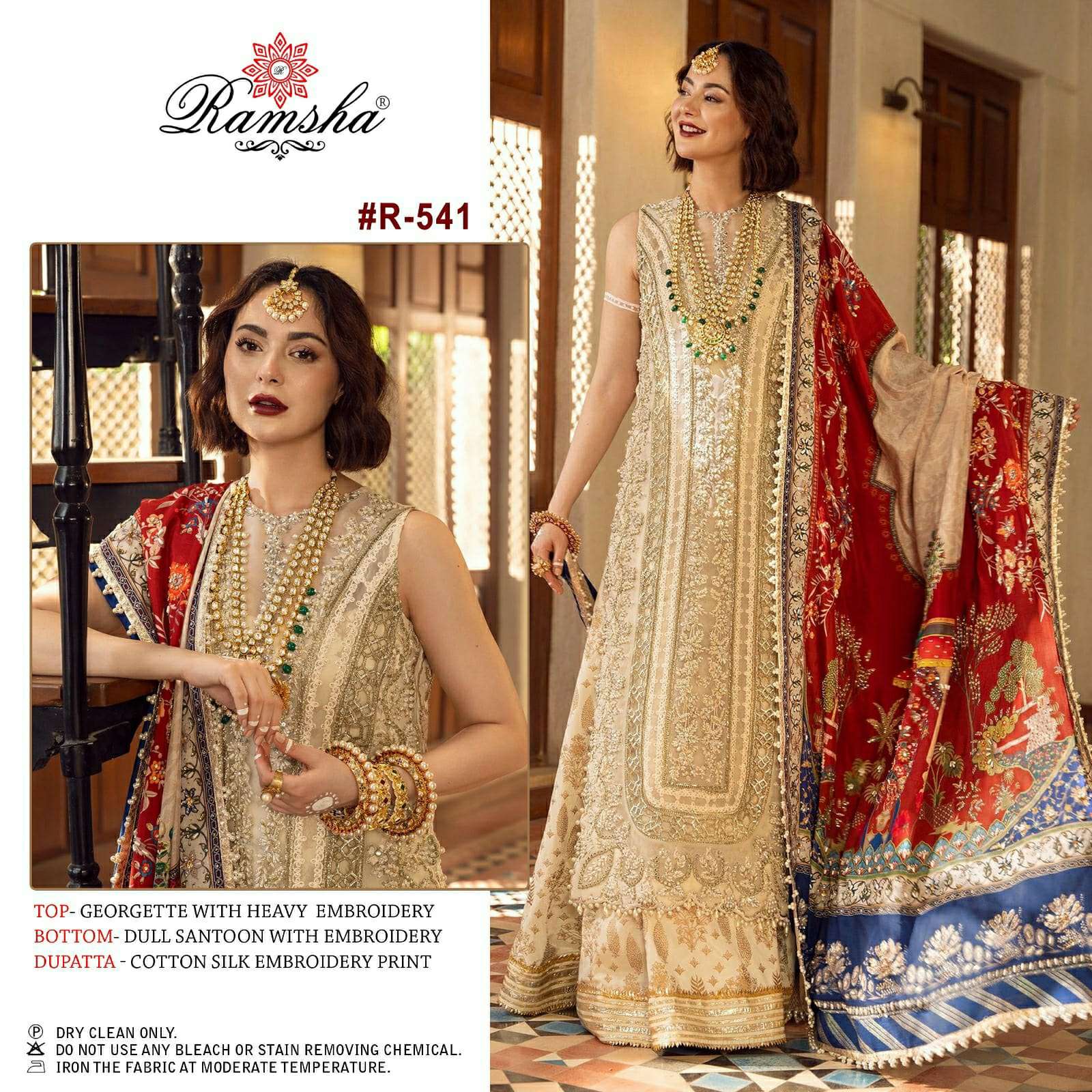 R-541 HIT DESIGN BY RAMSHA GEORGETTE WORK PAKISTANI DRESSES