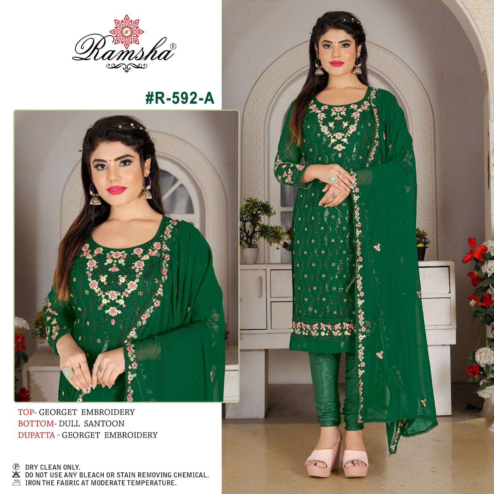 R-592 COLOURS BY RAMSHA GEORGETTE EMBROIDERY PAKISTANI DRESS