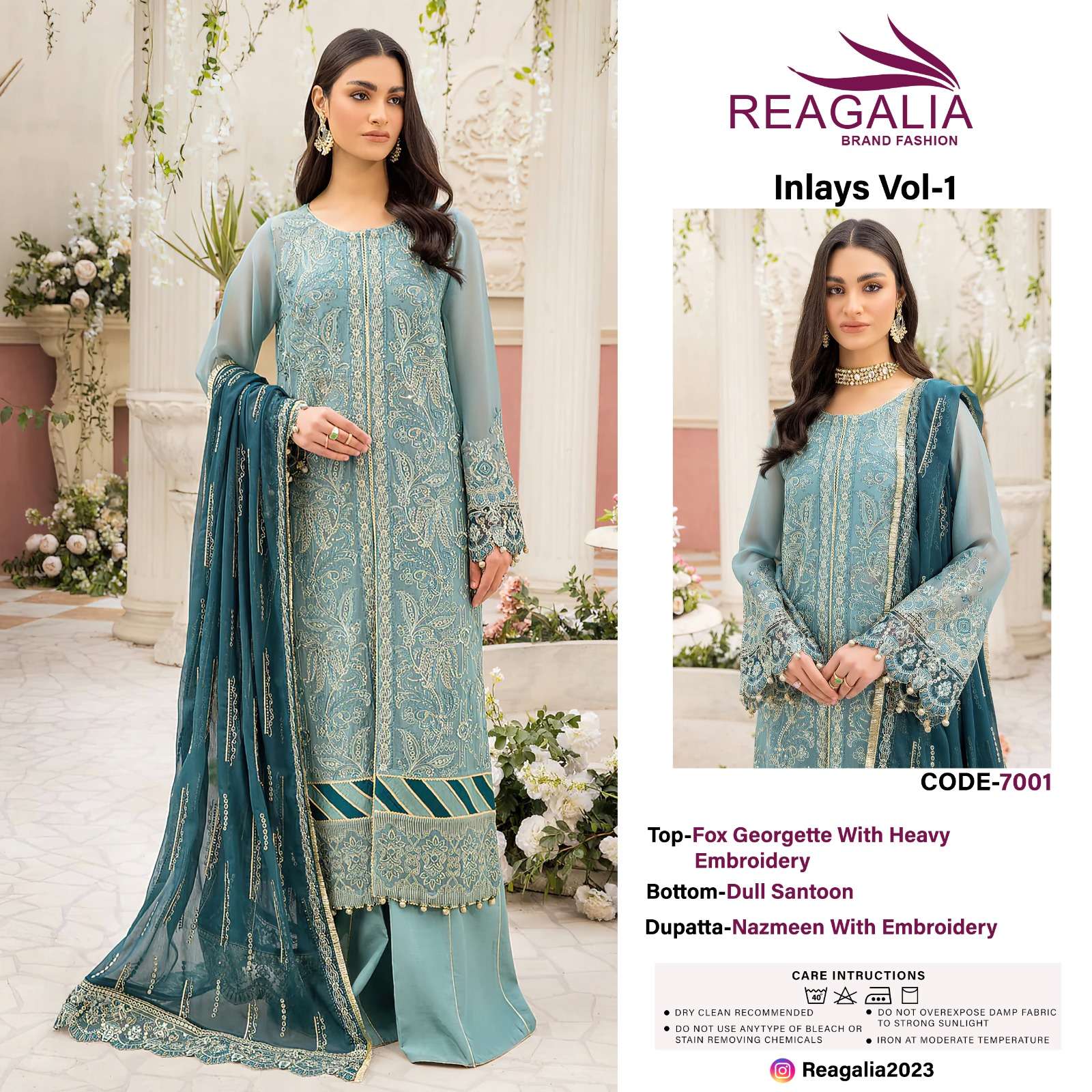 REAGALIA INLAYS VOL-1 BY DINSAA SUITS FAUX GEORGETTE EMBROIDERY DRESSES