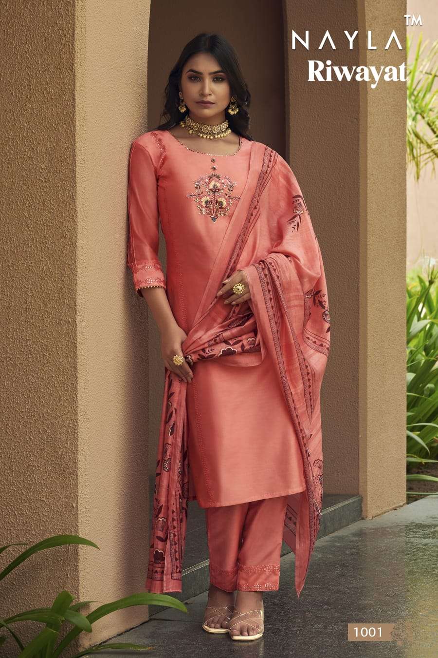 RIWAYAT BY NAYLA 1001 TO 1006 SERIES PURE CHANDERI WORK DRESSES