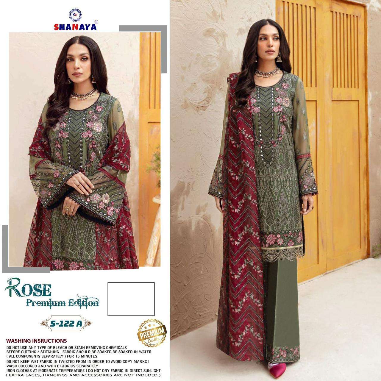 ROSE PREMIUM EDITION S-122 BY SHANAYA FASHION FAUX GEORGETTE PAKISTANI DRESSES