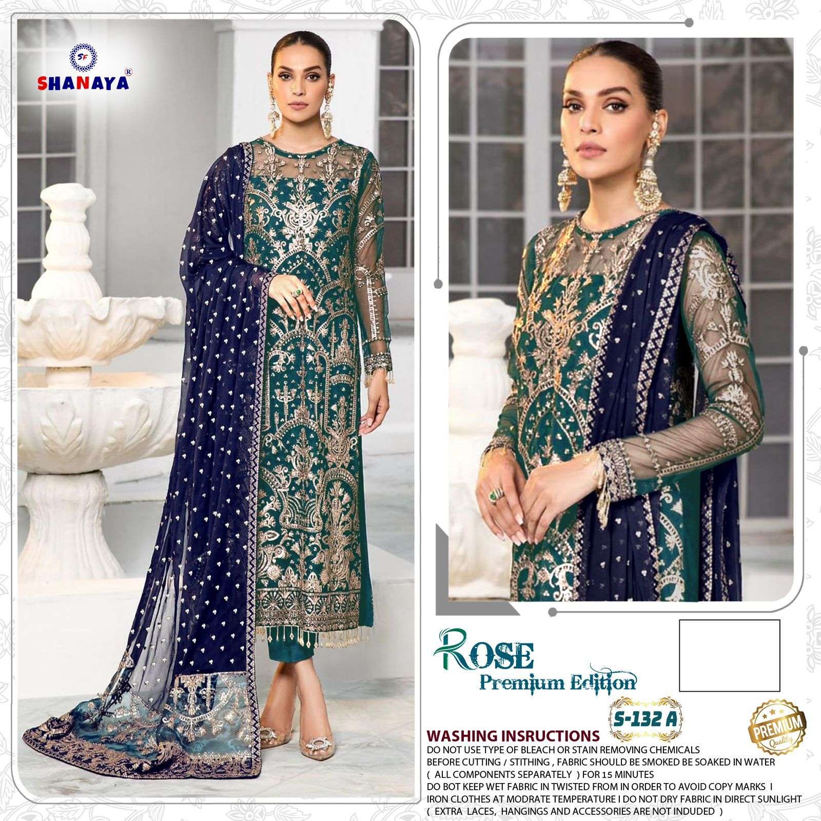 ROSE PREMIUM EDITION S-132 BY SHANAYA FASHION FAUX GEORGETTE PAKISTANI DRESSES