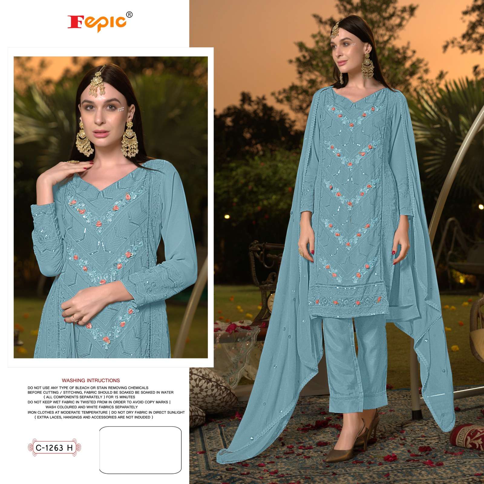 ROSEMEEN C-1263 COLOURS BY FEPIC 1236-H TO 1236-M SERIES GEORGETTE PAKISTANI DRESSES