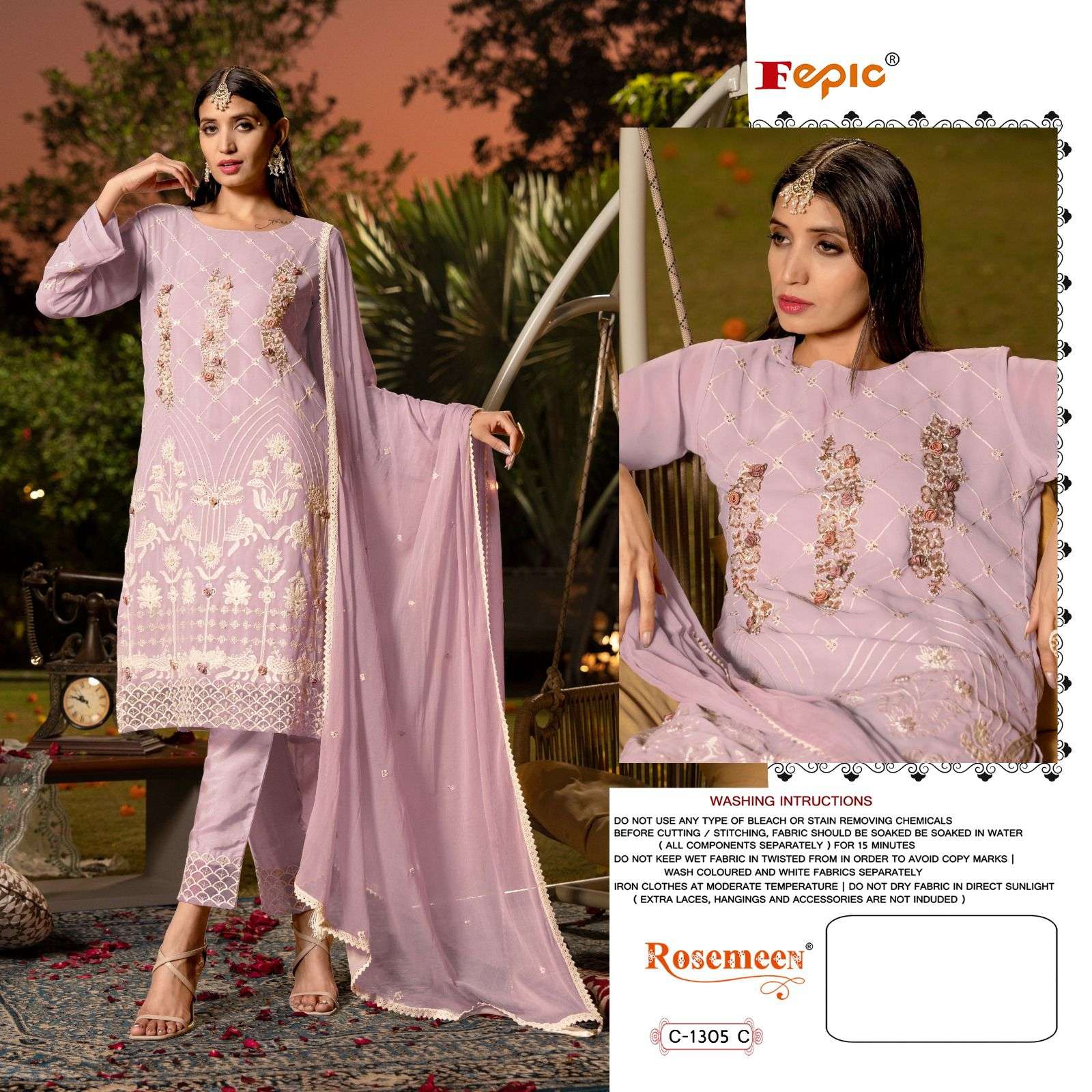 ROSEMEEN C-1305 C HIT DESIGN BY FEPIC GEORGETTE EMBROIDERED PAKISTANI DRESS