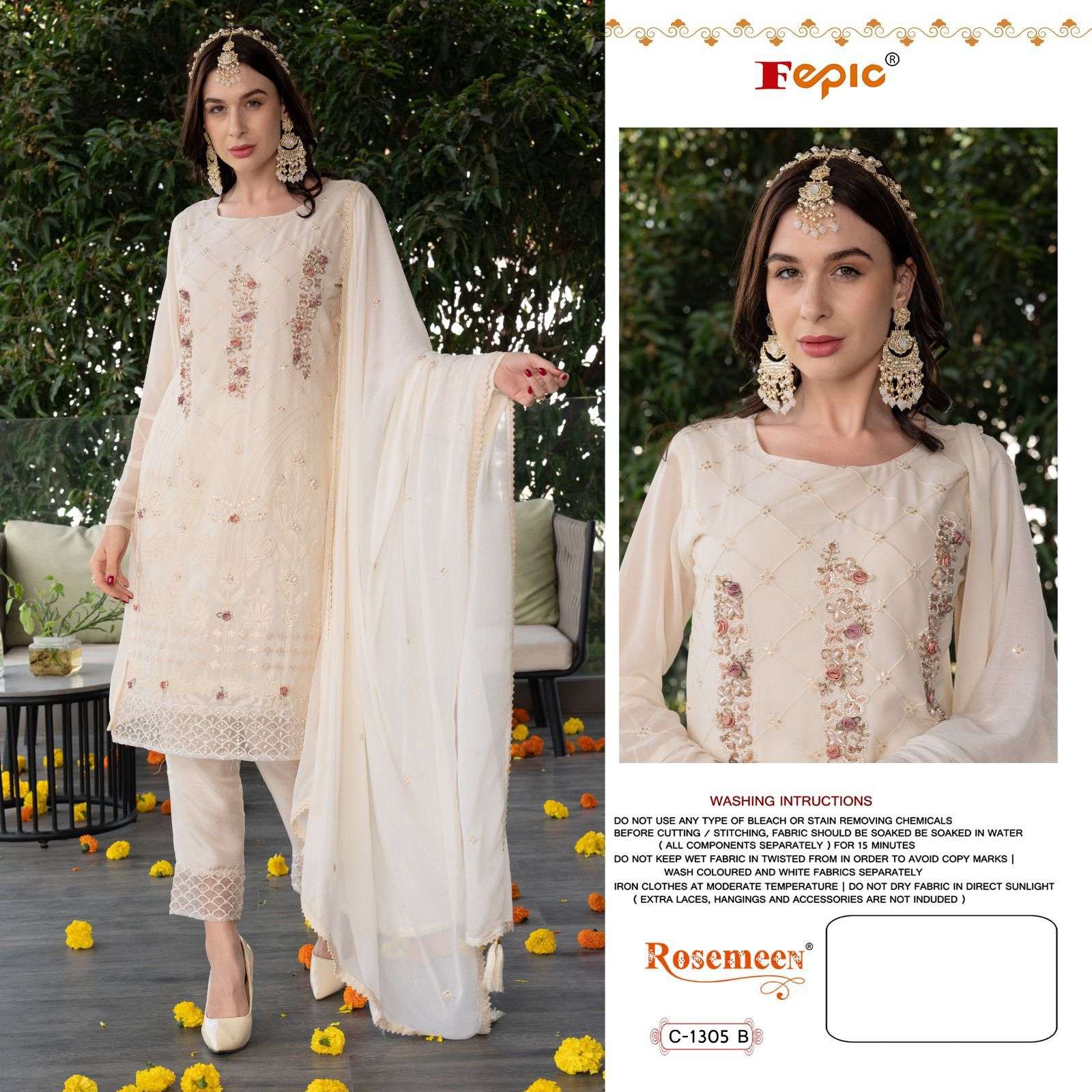 ROSEMEEN C-1305 COLOURS BY FEPIC HEAVY GEORGETTE HANDWORK PAKISTANI DRESSES