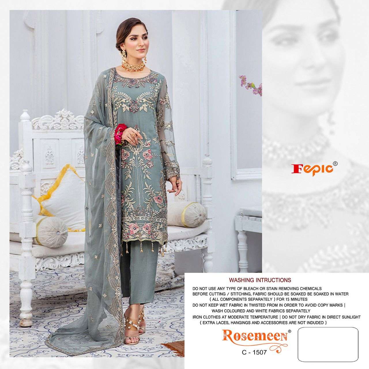 ROSEMEEN C-1507 HIT DESIGN BY FEPIC GEORGETTE EMBROIDERED PAKISTANI DRESS