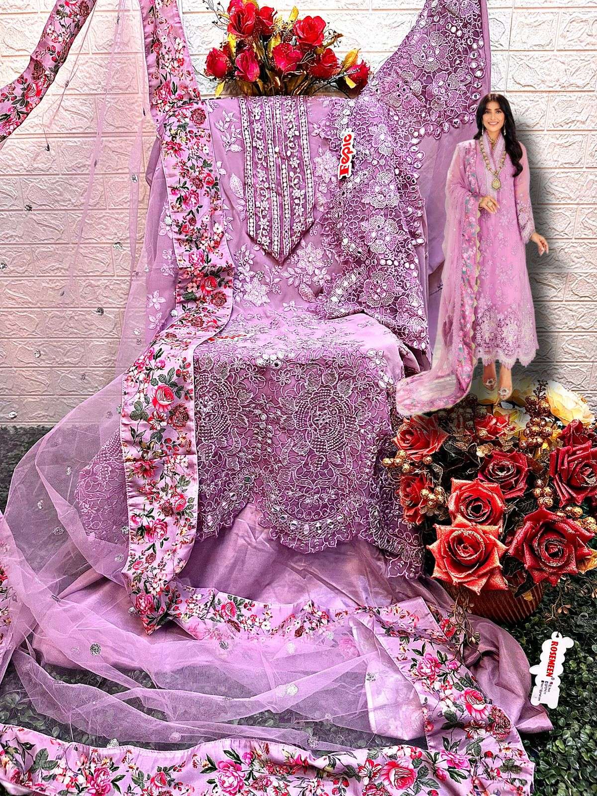 ROSEMEEN C-1526 HIT DESIGN BY FEPIC GEORGETTE EMBROIDERED PAKISTANI DRESS