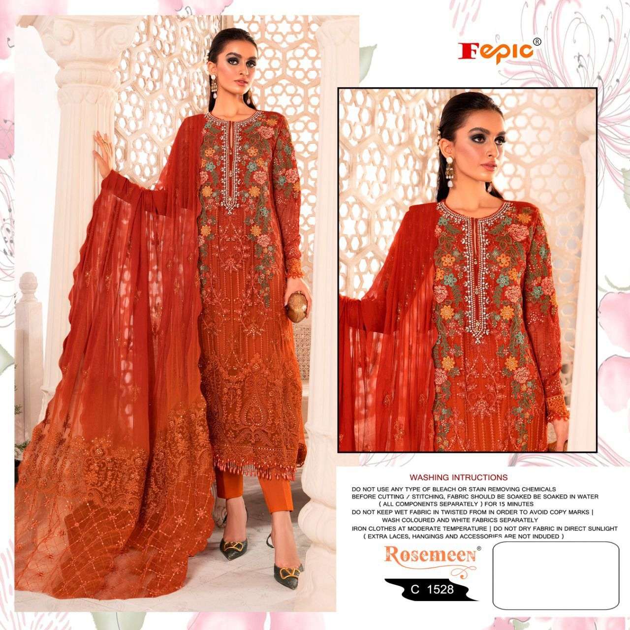 ROSEMEEN C-1528 HIT DESIGN BY FEPIC GEORGETTE EMBROIDERED PAKISTANI DRESS