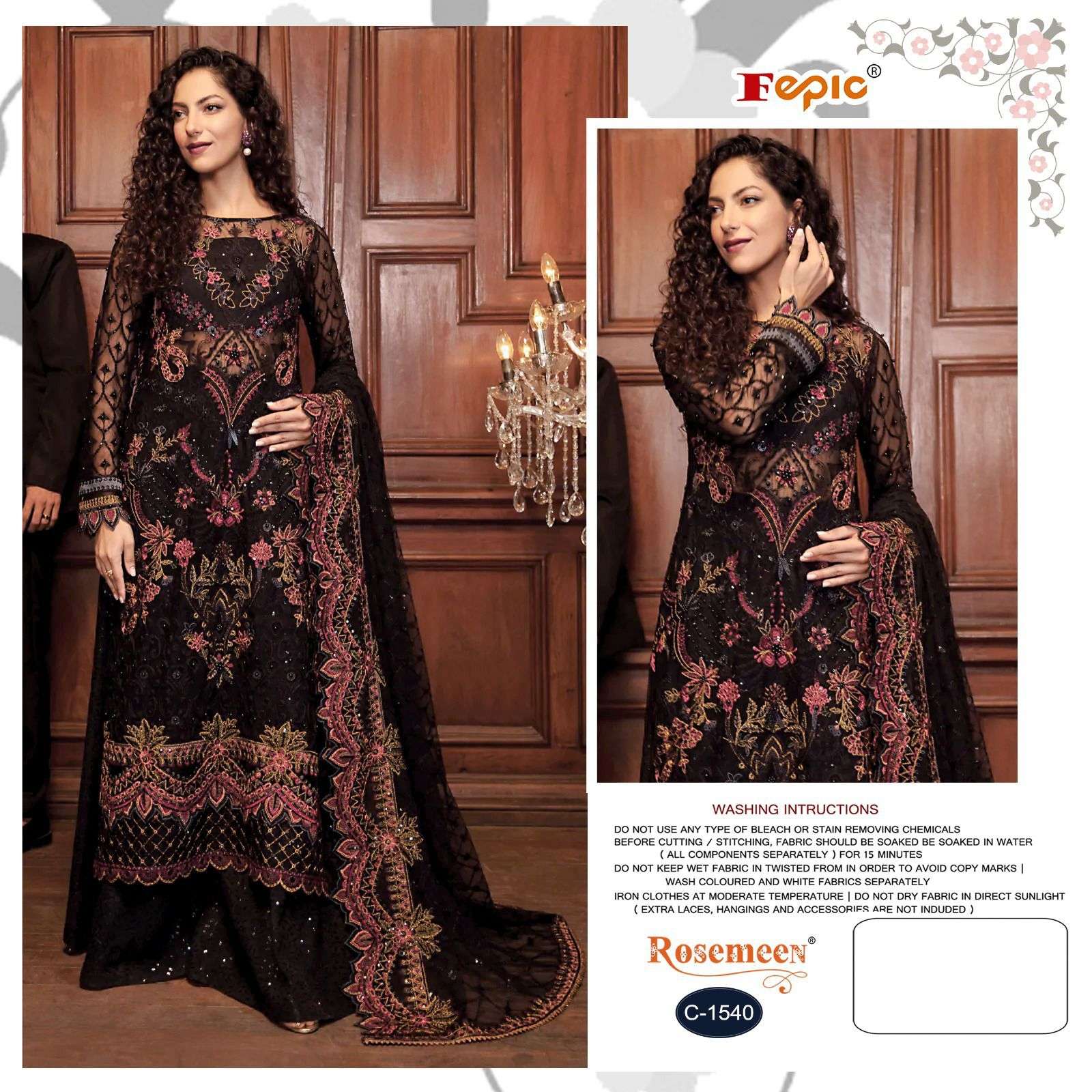 ROSEMEEN C-1540 COLOURS BY FEPIC GEORGETTE HANDWORK PAKISTANI DRESSES