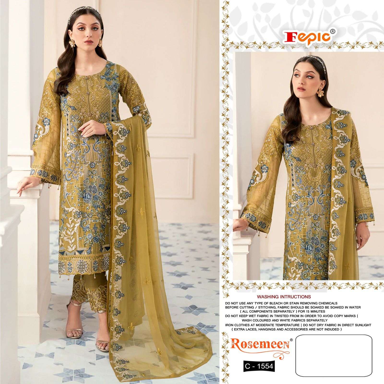 ROSEMEEN C-1554 HIT DESIGN BY FEPIC GEORGETTE EMBROIDERED PAKISTANI DRESS