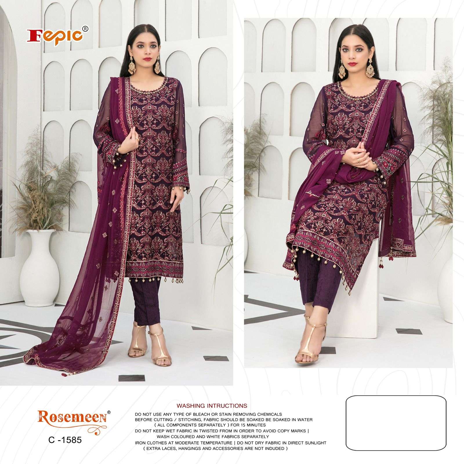 ROSEMEEN C-1585 HIT DESIGN BY FEPIC GEORGETTE EMBROIDERED PAKISTANI DRESS